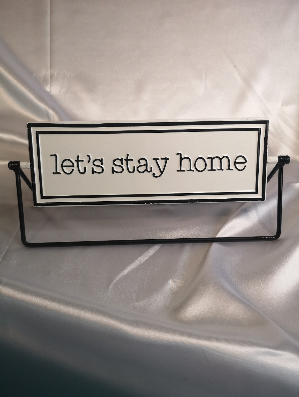Hearth & Hand Tabletop Metal Reversible Sign "Let's Go Out" & "Let's Stay Home"